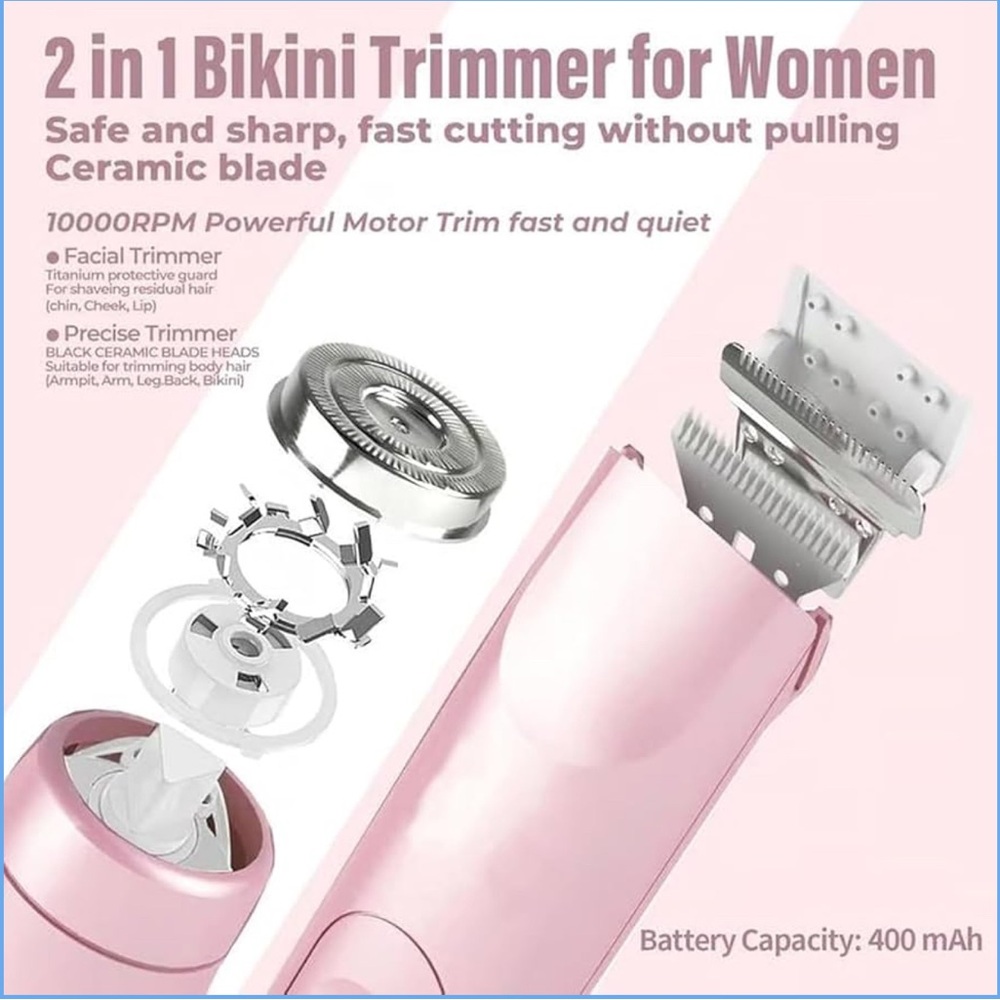 INIA 2 in 1 Bikini Trimmer for Women - Pink